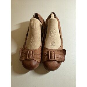 ABEO Shoes Tabitha Ballet Flats Slip on Tan Bows Size 7.5 N Comfort Walking